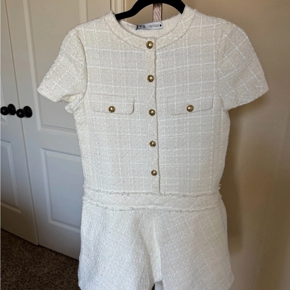 Zara Ivory Tweed Button-Front Mini Dress - Picture 3 of 3